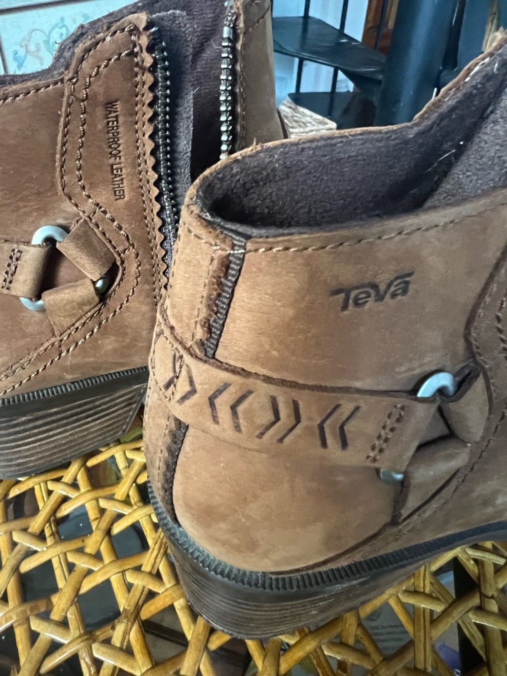 Teva Brown Suede Ankle Booties with Stacked Heel - Picture 6 of 6